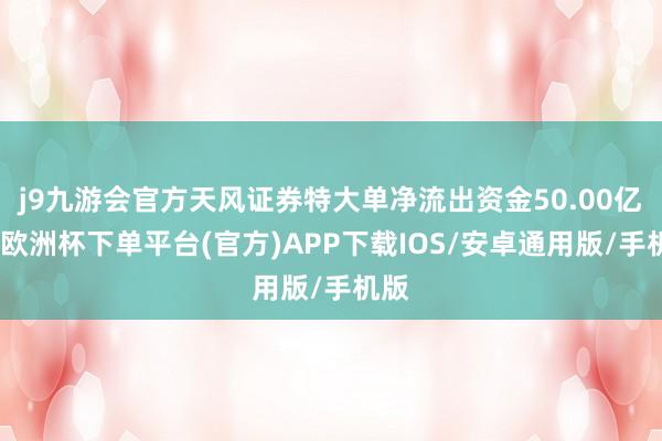 j9九游会官方天风证券特大单净流出资金50.00亿元-欧洲杯下单平台(官方)APP下载IOS/安卓通用版/手机版