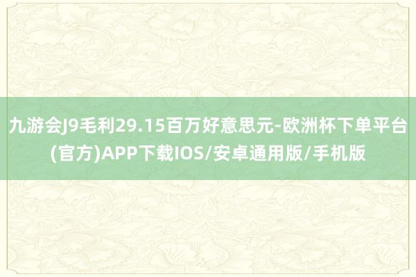 九游会J9毛利29.15百万好意思元-欧洲杯下单平台(官方)APP下载IOS/安卓通用版/手机版