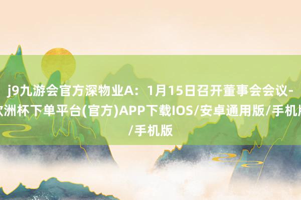 j9九游会官方深物业A：1月15日召开董事会会议-欧洲杯下单平台(官方)APP下载IOS/安卓通用版/手机版