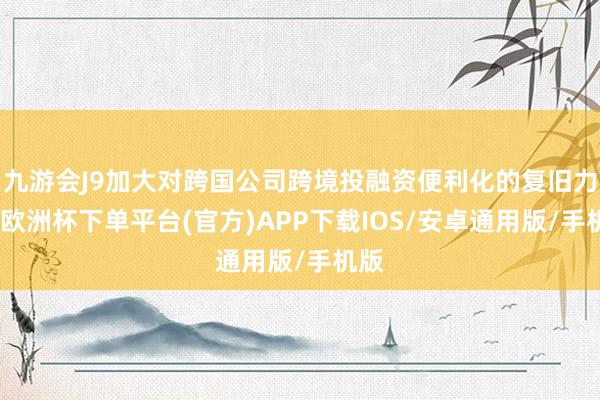 九游会J9加大对跨国公司跨境投融资便利化的复旧力度-欧洲杯下单平台(官方)APP下载IOS/安卓通用版/手机版