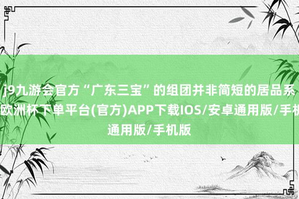 j9九游会官方“广东三宝”的组团并非简短的居品系结-欧洲杯下单平台(官方)APP下载IOS/安卓通用版/手机版