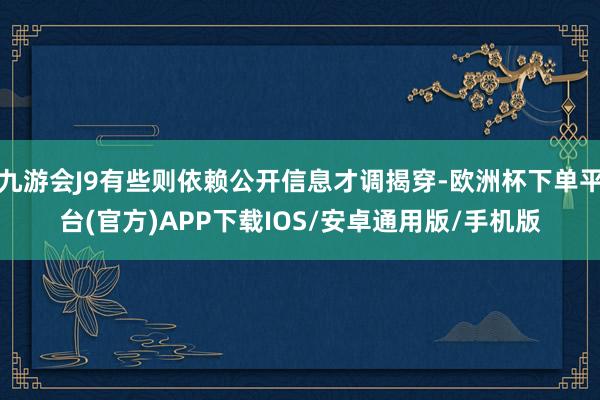 九游会J9有些则依赖公开信息才调揭穿-欧洲杯下单平台(官方)APP下载IOS/安卓通用版/手机版